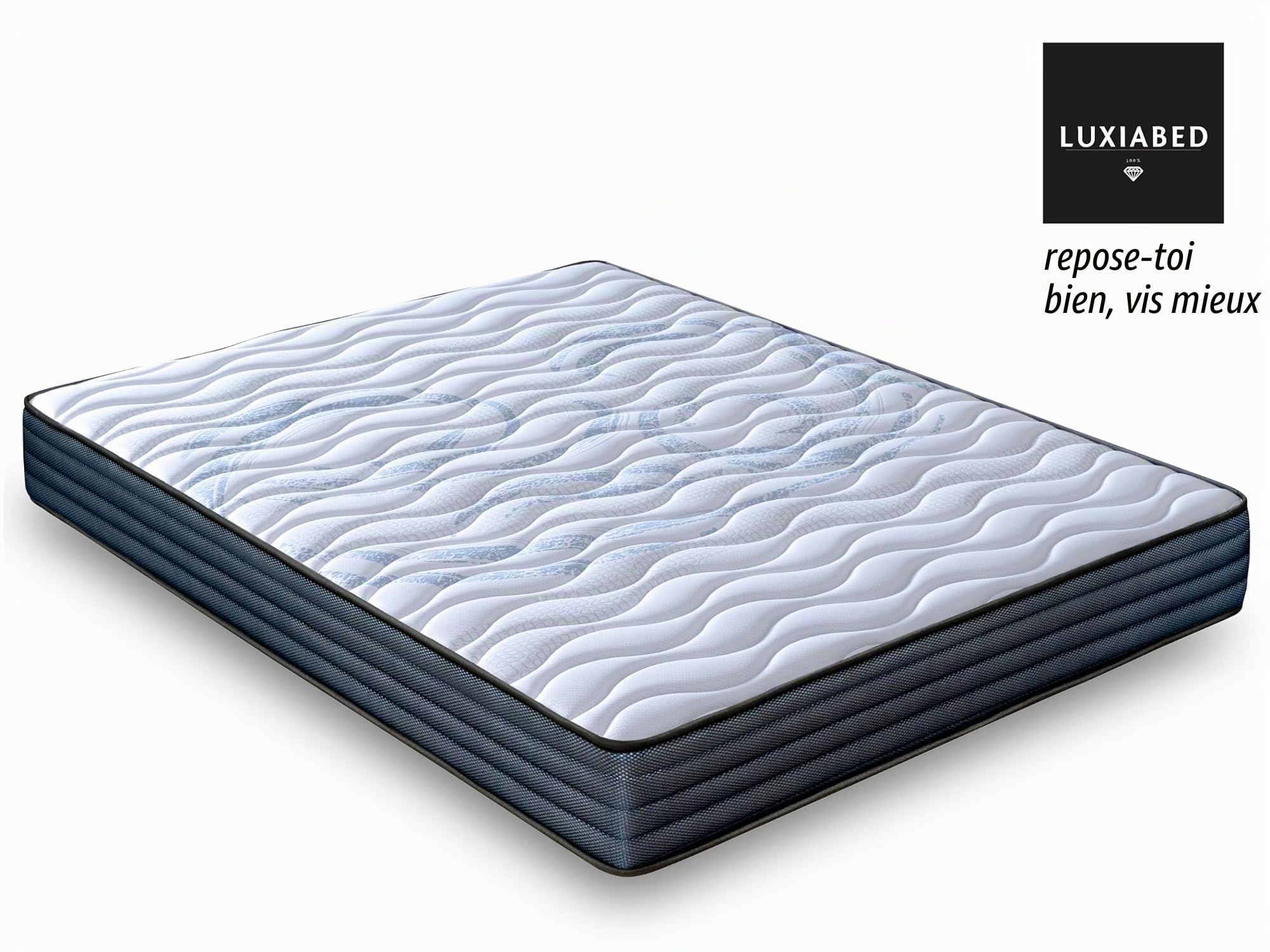 LUXIABED Matelas Memoryvex Mousse à Mémoire 90X190 Double Face Hiver/Été Ferme Moyenne Memorysens. Adaptable, Hygiénique et Respirant Simple Couleur Gris. Modèle Fantasy Épaisseur 20 cm