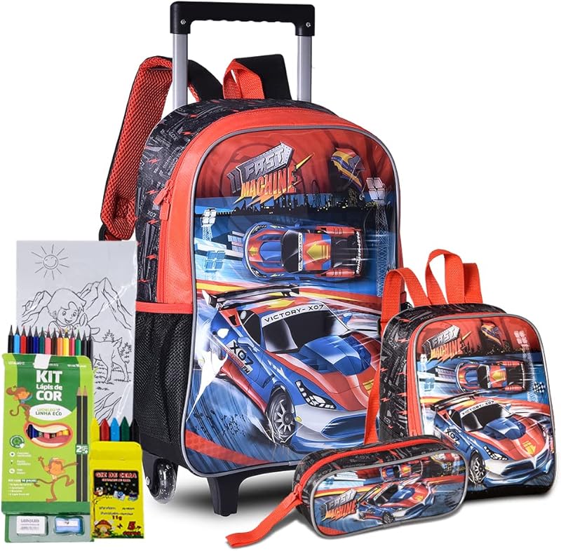 Kit Escolar Infantil Fast Machine Mochila Carrinho Estojo E Lancheira Menino em oferta na Shopee Kit Escolar Infantil Fast Machine Mochila Carrinho Estojo E Lancheira Menino em oferta na Shopee