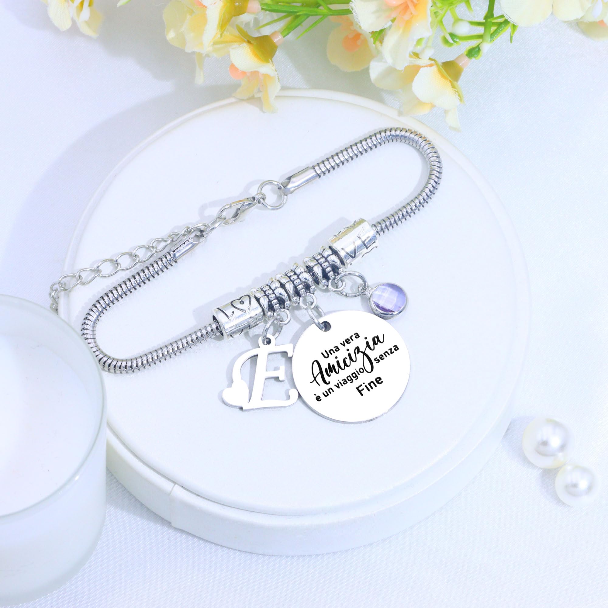 SAMORION Regalo Amica Speciale Bracciale Regali Amicizia per Donne Bracciali con 26 Lettere Regali Migliore Amica Compleanno Idee Regali Amica Natale Regalo per Amica