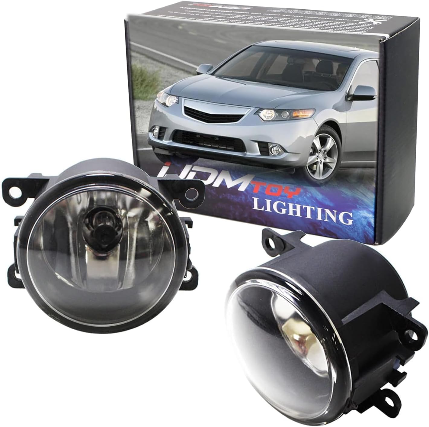 iJDMTOY Pair Clear Lens Fog Light Lamp Assemblies w/ 55W H11 Halogen Bulbs Compatible with Acura Honda, Compatible with Ford, Compatible WithNissan Subaru Suzuki etc