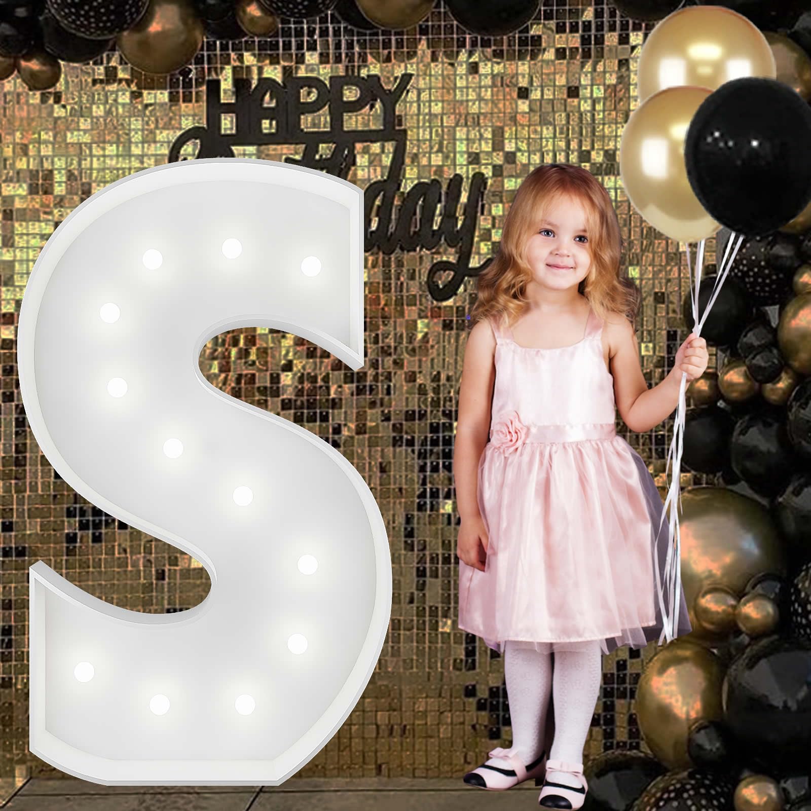 Cool White 4FT Marquee Light Up Letter S for Marry Me, Giant Letters for All Events, Birthday Wedding Decorations Party Decor