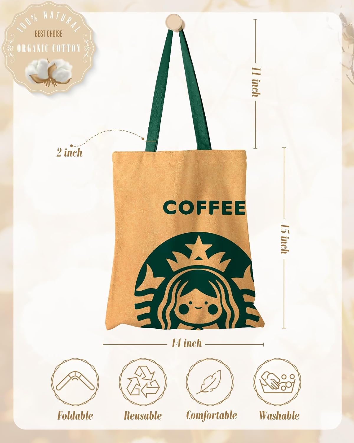 Miss Adola Aesthetic Canvas Tote Bag - Reusable Shoulder Tote Bag for Women Lady Casual Vacation, Shopping, Work, Gym - Image 5