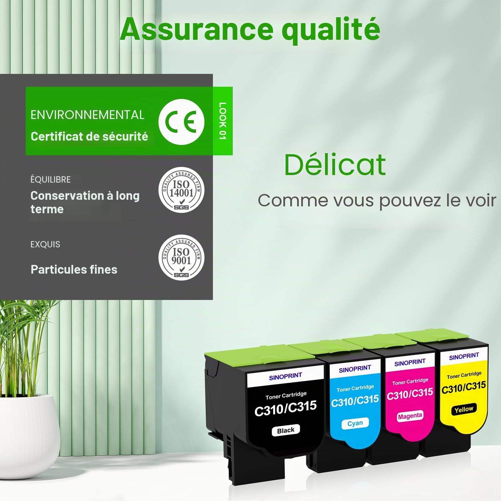 C310 C315 Cartouche de Toner Compatible avec Xerox C310 C315 Toner pour Xerox C310DNI C310DNIM C315DNI 006R04356 006R04357 006R04358 006R04359(1 Noir, 1 Cyan, 1 Jaune, 1 Magenta)