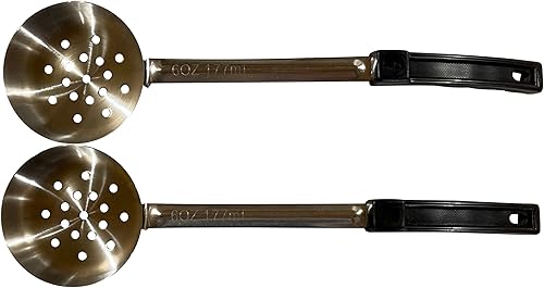 Habanerofire Cuchara ranurada de acero inoxidable de 6 onzas para medir y servir cucharas de servir de grado comercial paquete de 2