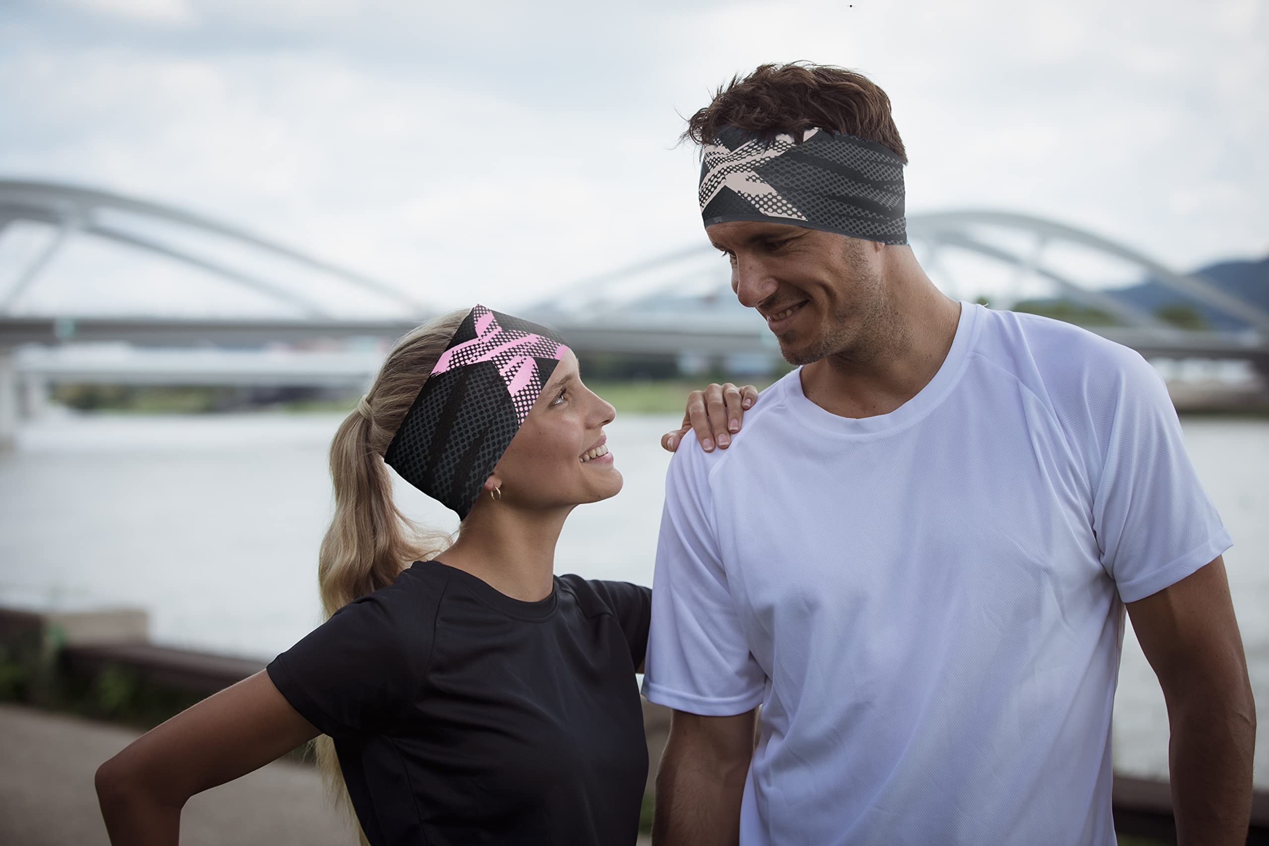 Fascia per capelli reversibile, leggera ed elastica, tecnologia AROC-Dry, asciugatura rapida, assorbe il sudore, trekking, corsa, ciclismo, sci