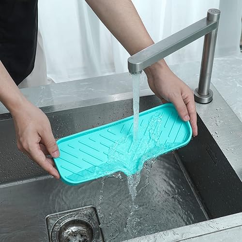 Vista 248 de Jaboneras de baño de silicona con boquilla de drenaje, organizador de fregadero de baño y cocina, soporte para esponja, bandeja de jabón para Gris