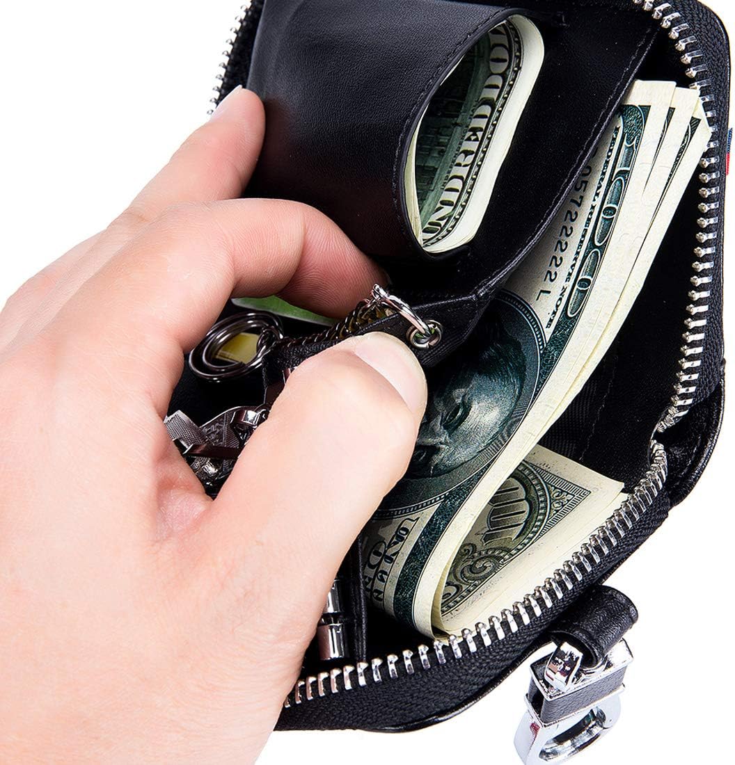Aileder Key Wallet Leather Unisex Car Key Holder Case Pouch Bag Cover with Card Slots Cash Pocket Keychain Keyring - Image 5