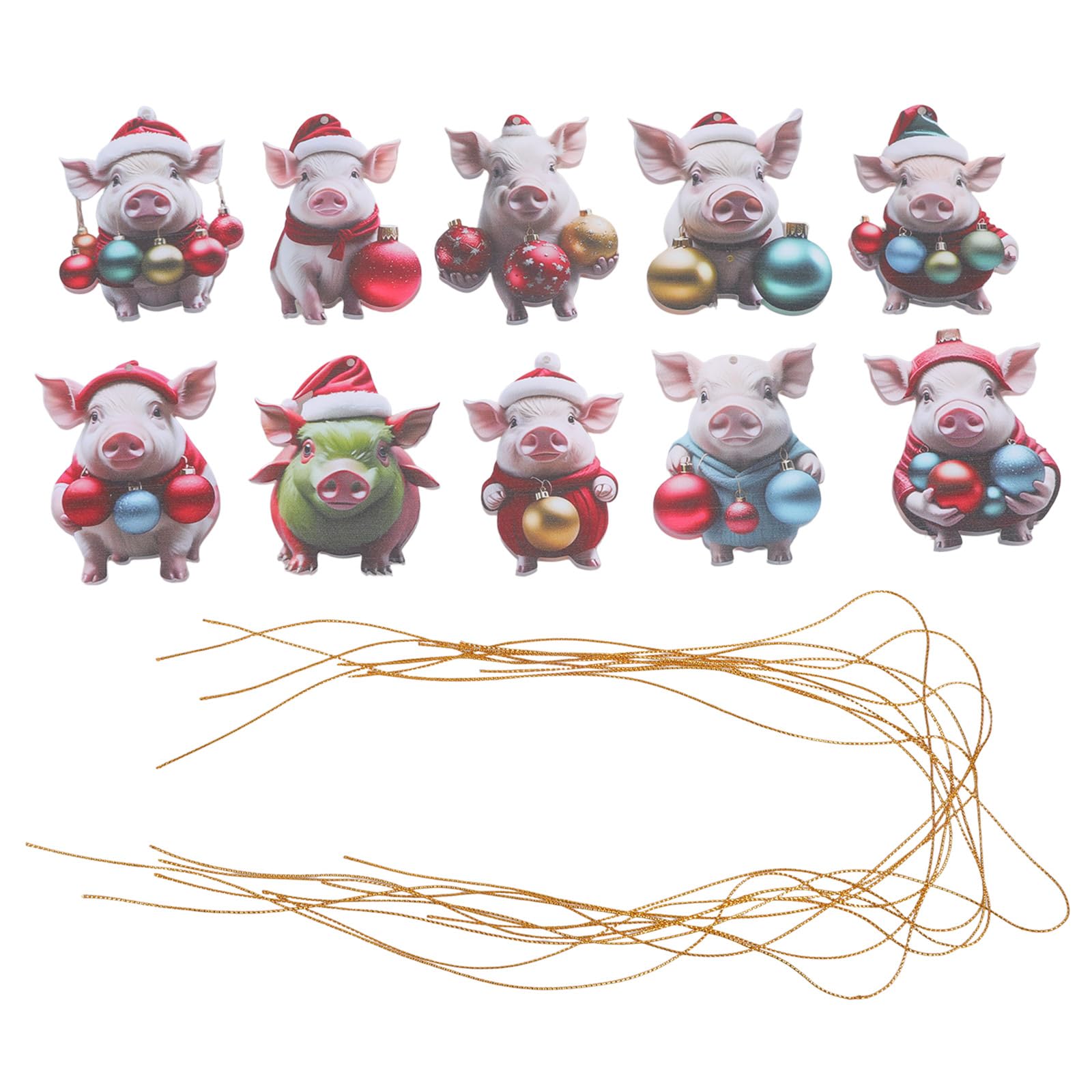 hogtnd 10pcs Lovely Pig with Christmas Hat Christmas Tree Decorations Car Rear View Mirror Hanging Pendant Car Interior Accessories Holiday Suitable for Home