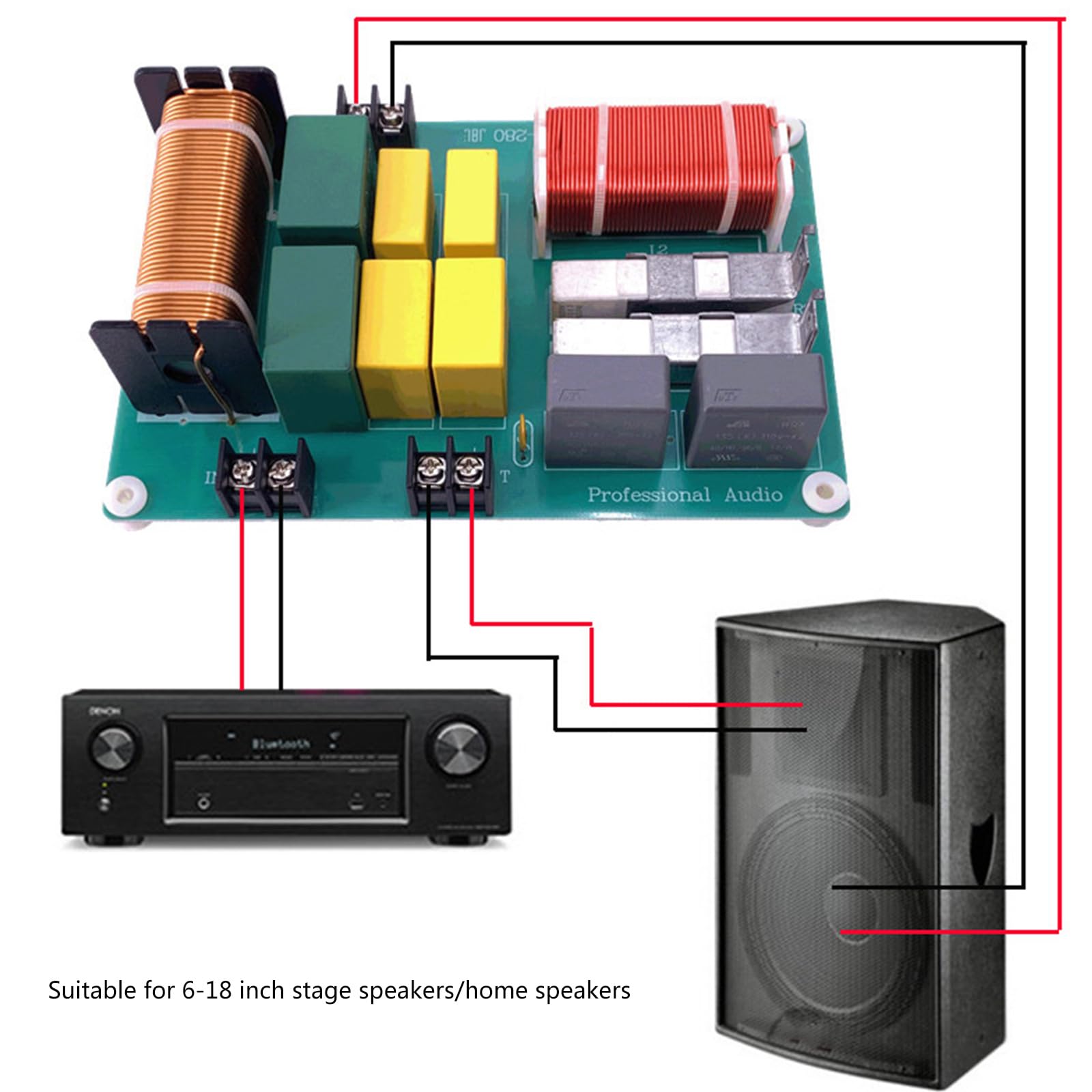 PA280 2-Wege-Frequenzweichen 800 W Frequenzteiler für Lautsprecher-Modifikation Höhen-/Bass-Frequenzteiler, 2 Einheiten, 800 W Frequenzverteiler