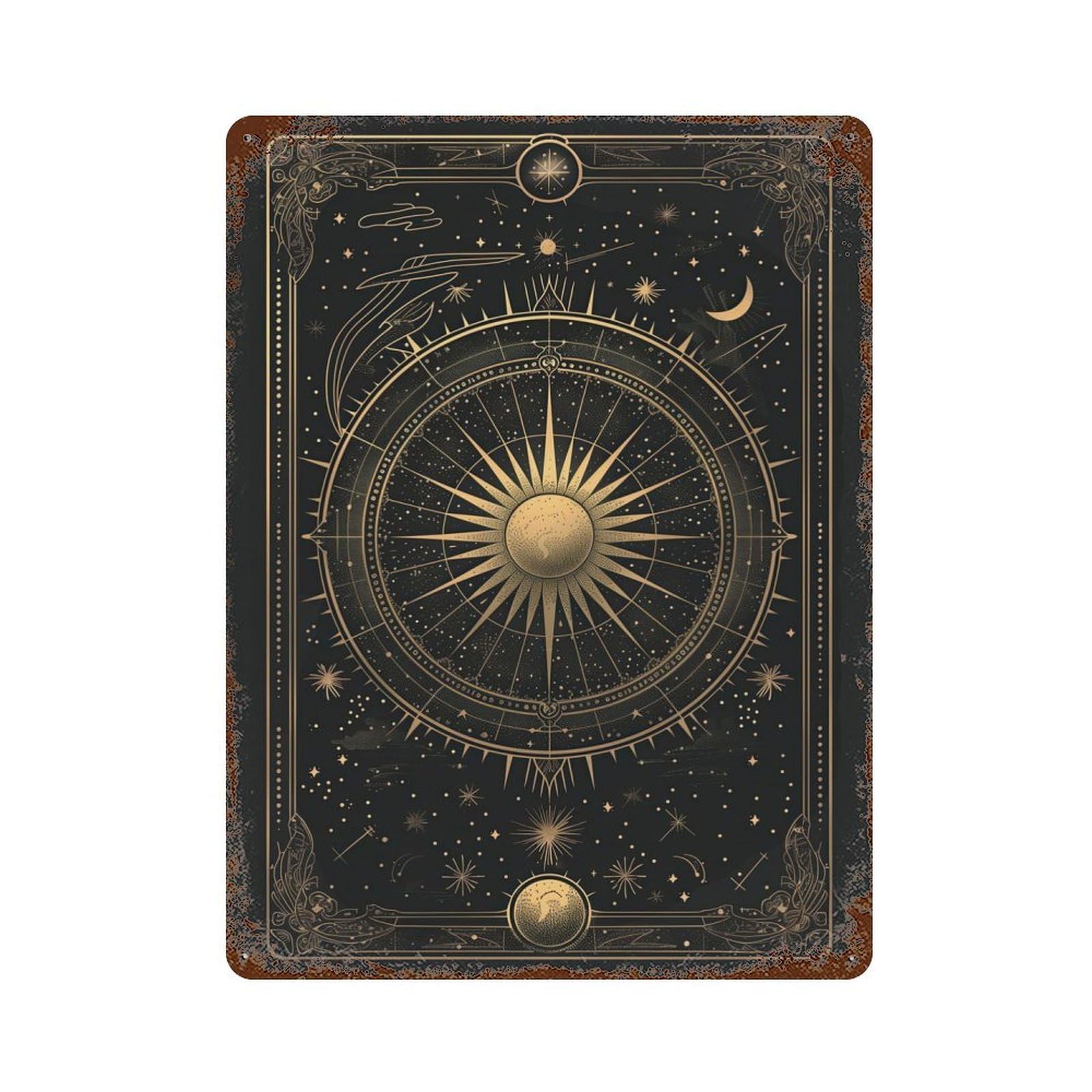 Celestial Radiance Rustic Tin Plaque 15.7"x11.8", for Shed, Workshop And Garage Wall Decor, Rustic Home Decor