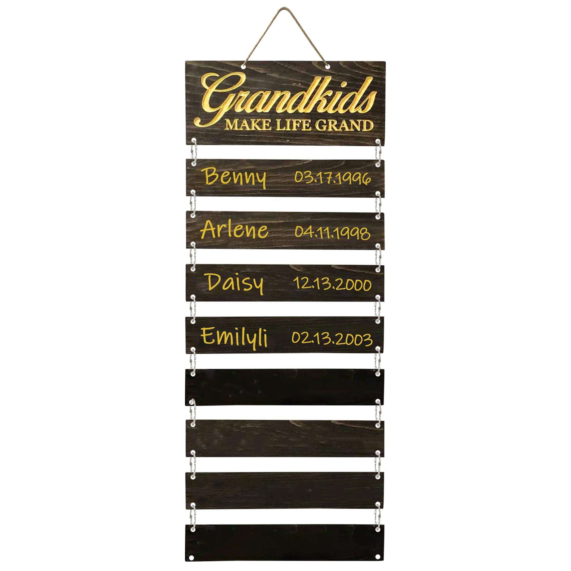 Certykllp Grandkids Make Life Grand Sign,DIY Grandkids Name Wall Hanging Plaques With 8 Wooden Board,Mothers Day Personalized Gifts For Grandparents