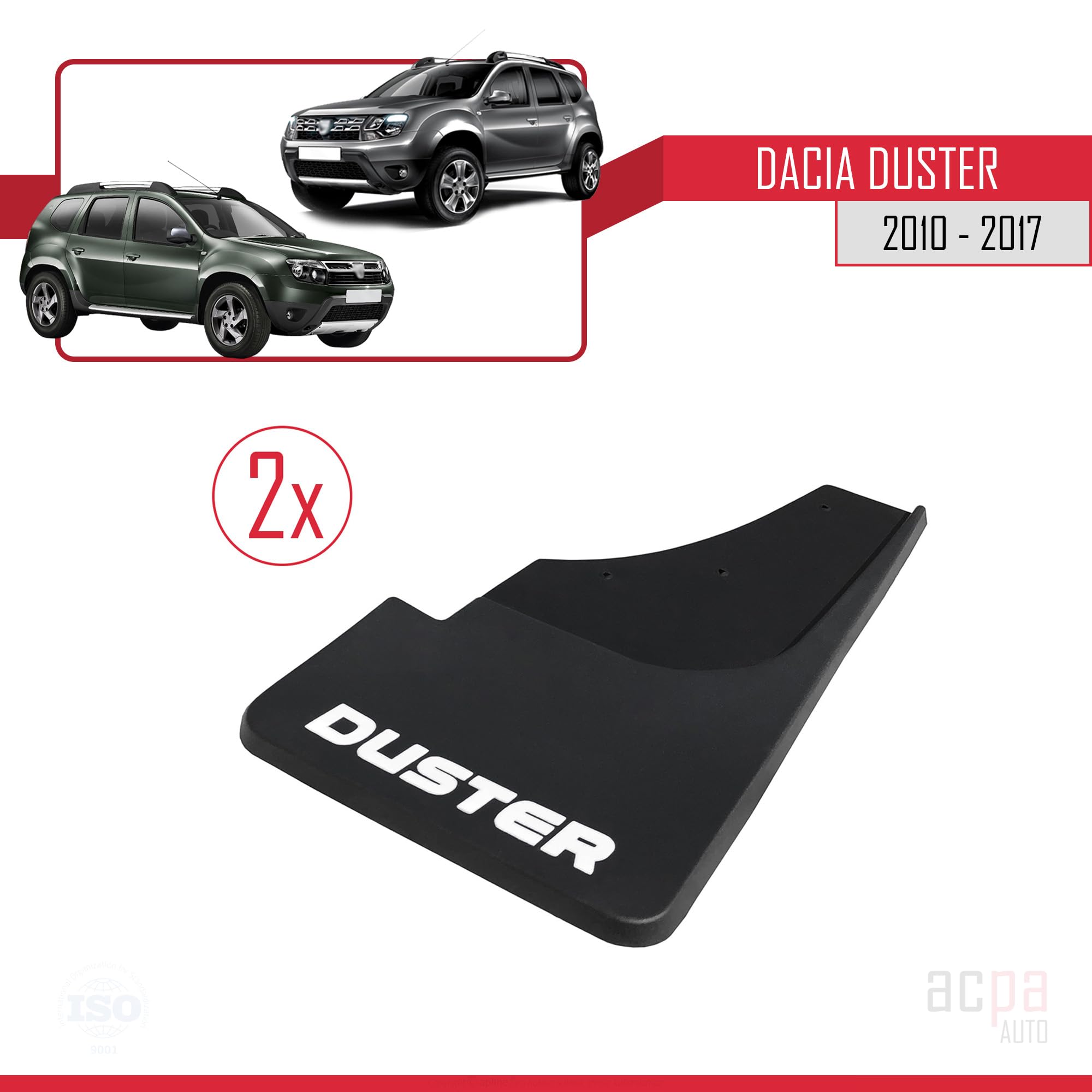 Acpa Paraspruzzi per Dacia Duster 2010-2017 anteriore e posteriore, set da 4 pezzi
