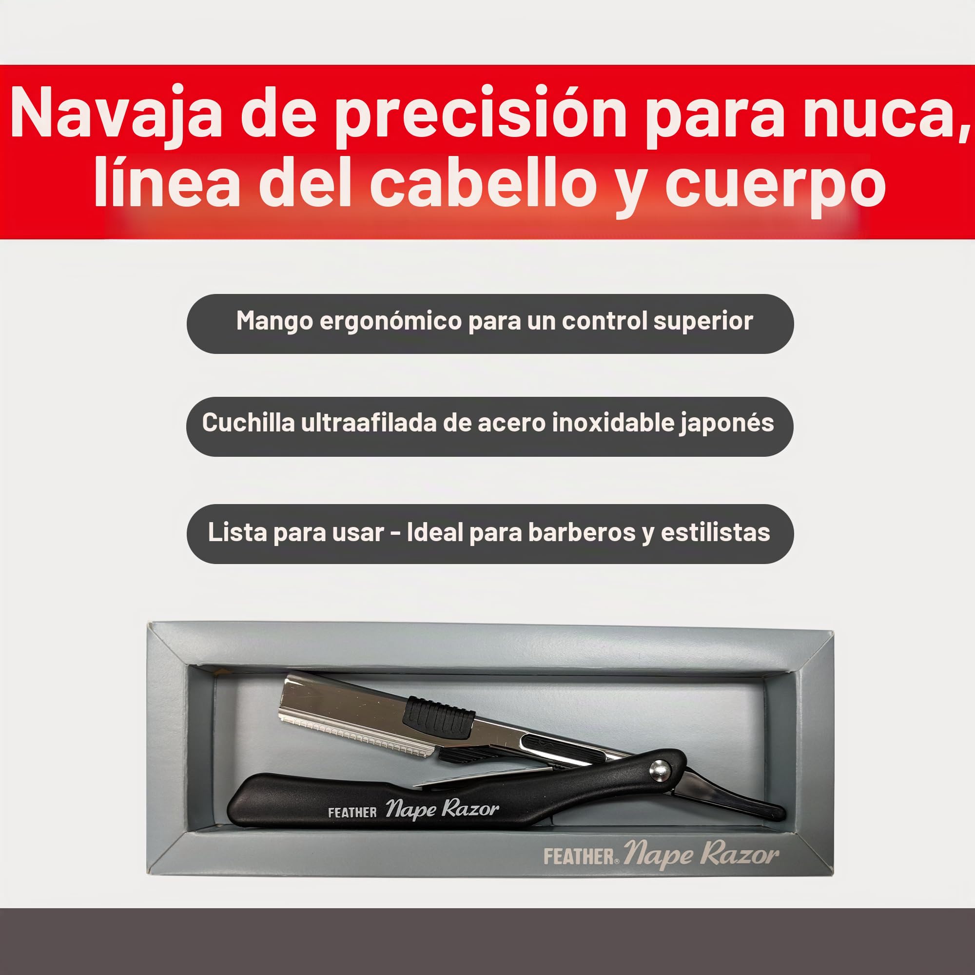 Feather Nape Razor, Estuche para navajas, cuchillas y maquinillas de afeitar - 30 gr.