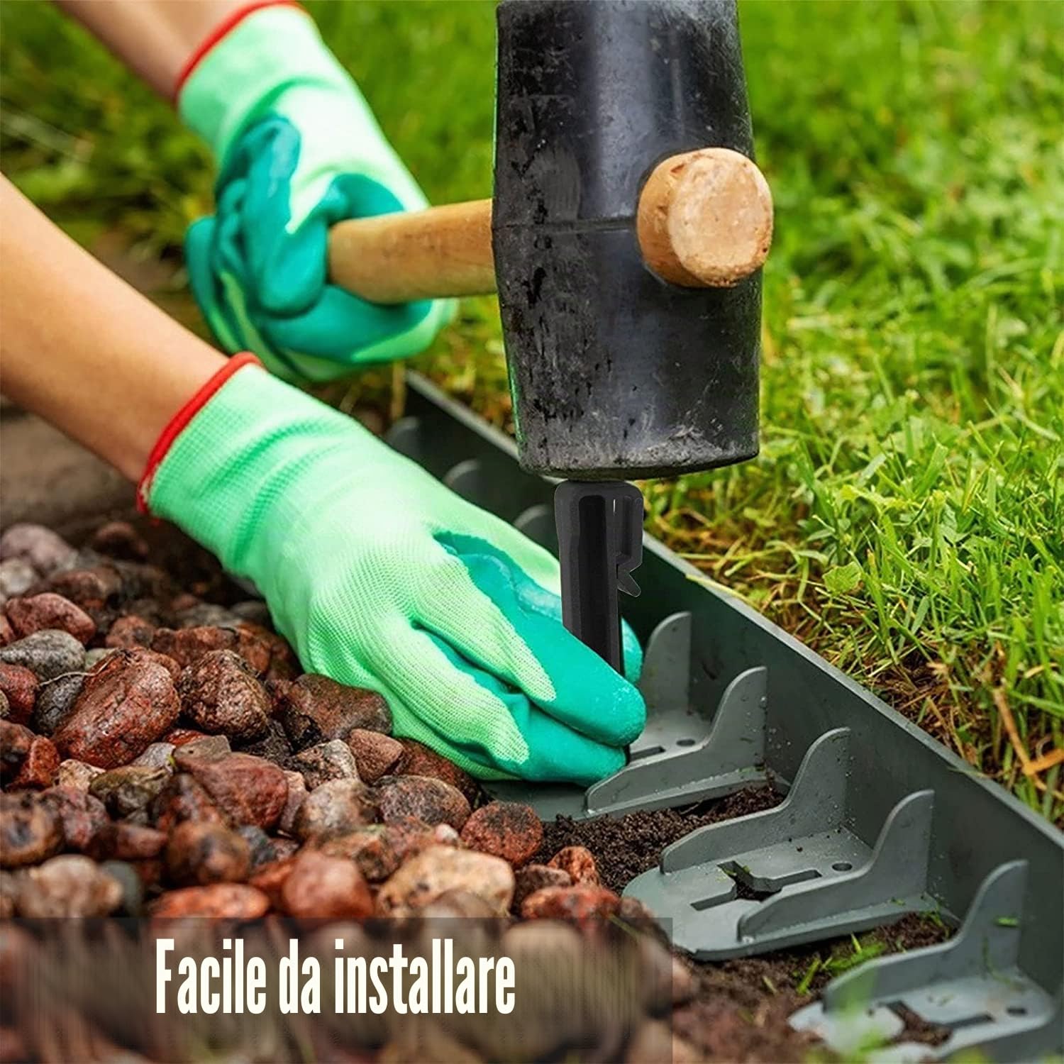 LATERN 25 Pezzi Picchetti in Plastica, 25CM Pali per Bordatura Paesaggistica per Impieghi Gravosi Picchetti da Tenda Picchi di Ancoraggio per Tende Giardino All'aperto Bordo Prato Terrazza (Nero)