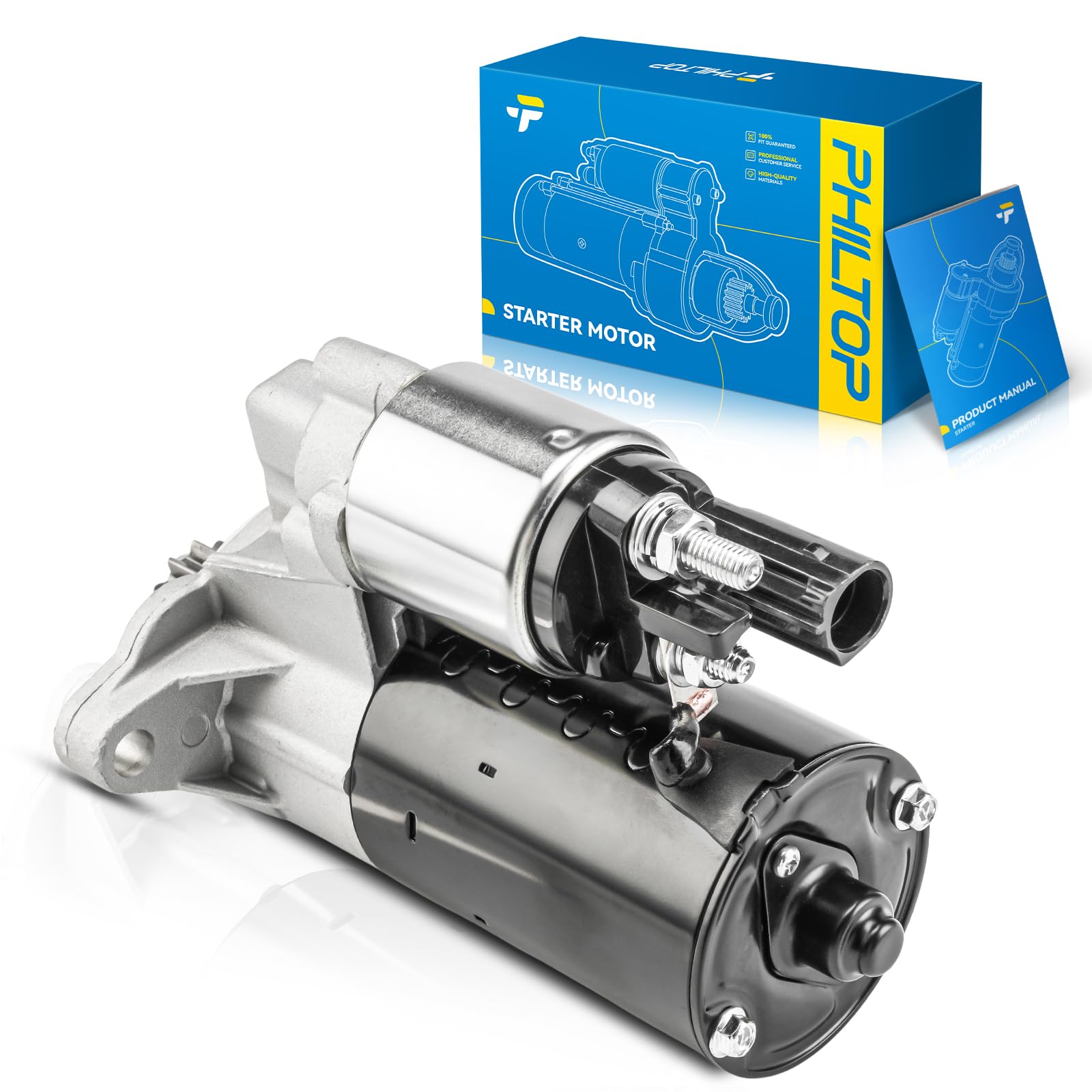 PHILTOP 1.0KW Starter Replacement, Automatic Dual Clutch Gas Compatible with Volkswagen GTI Jetta Eos, 2.0L, 2006-2011 OE# 19001N 02E911023J