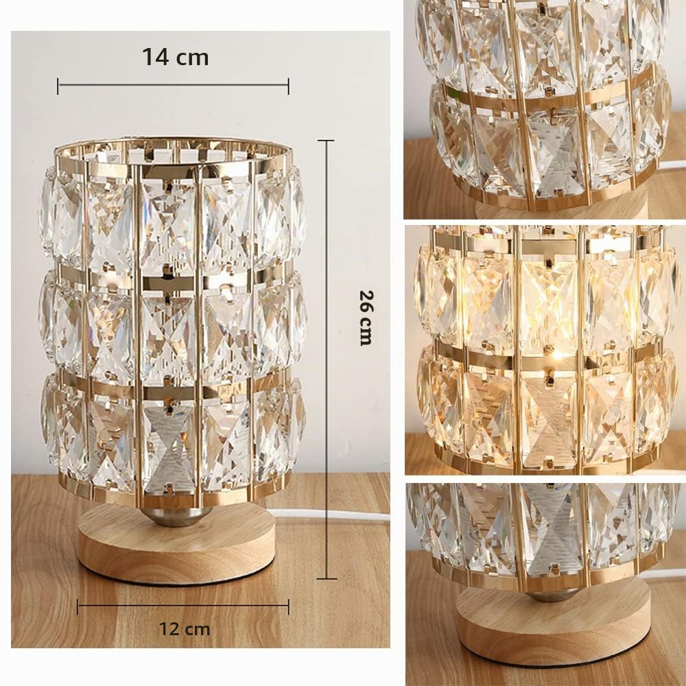 Lámpara de mesa de cristal moderna, Elegante Lámpara Decorativa de Mesita de noche, Lámpara de escritorio con interruptor de encendido / apagado en línea para dormitorio, sala de estar (B)