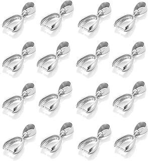 120Pcs Pinch Bails for Pendants，20 mm 16mm 14 mm Large Pinch Bails for Jewelry Making, Metal Pendant Clasp Connectors Bails for Necklace Dangle Charm DIY Craft Making (Silver)