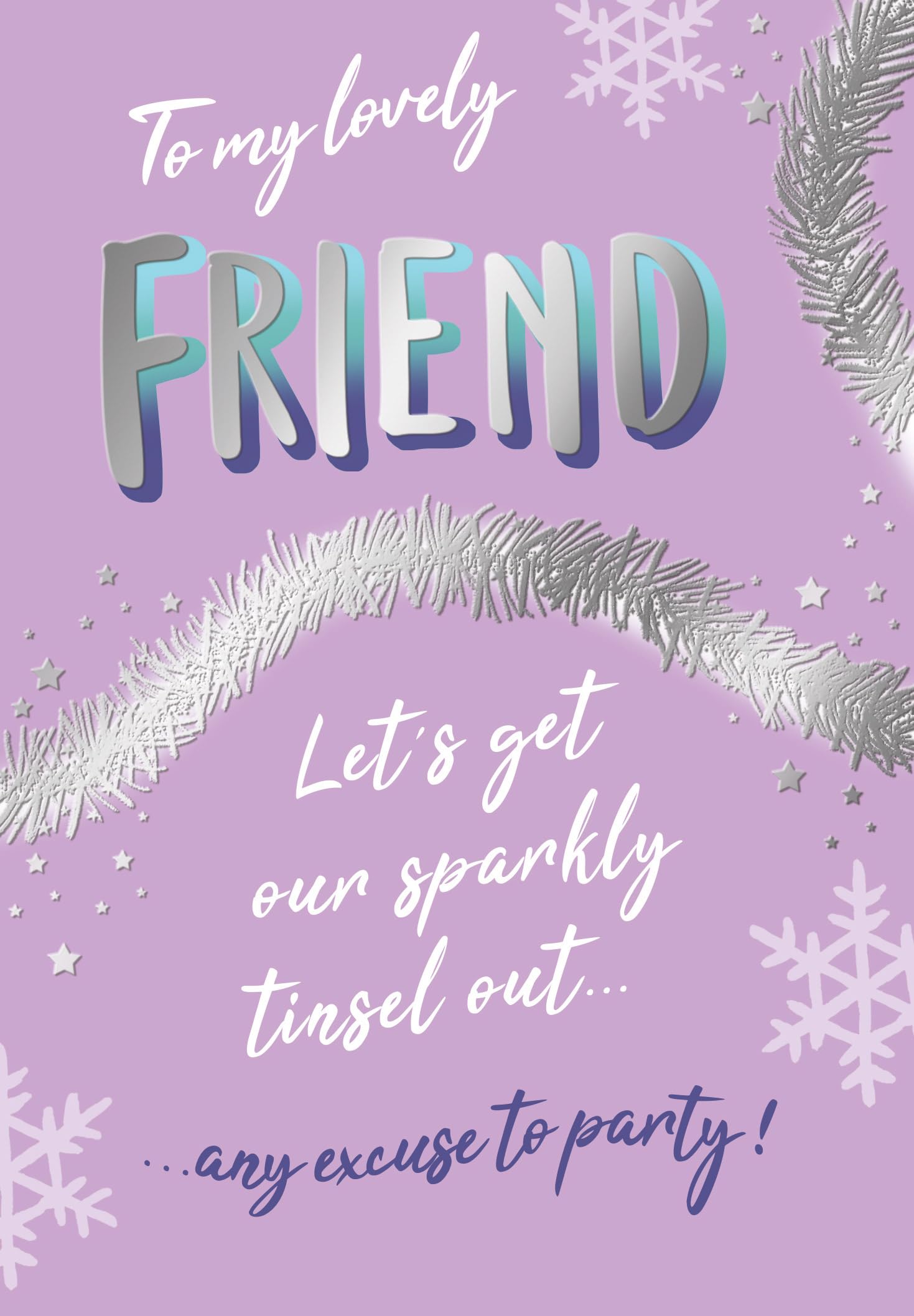 Piccadilly Greetings Humour Christmas Card, Friend, Tinsel - 7 x 5 inches