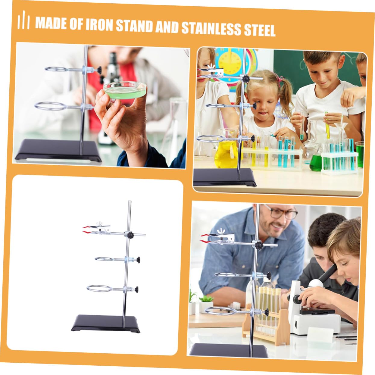 SHINEOFI Anneau de Serrage pour Support de Laboratoire Porte-tube à Essai avec Pinces Support de Table pour Chimie Couleur Aléatoire