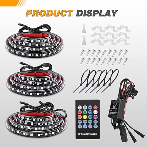 Vista 23 de GOOACC Tira de luz para caja de camión, 3 unidades, 60 pulgadas, 270 LED, iluminación blanca, impermeable, para 12 voltios, carga, SUV, RV, barco