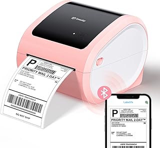 Bluetooth Shipping Label Printer - Pink Thermal Label Printer 4x6, Postage Label Printer for Shipping Packages, Compatible with Esty, Royal Mail, eBay, Shopify, Amazon, Parcel2Go, UPS