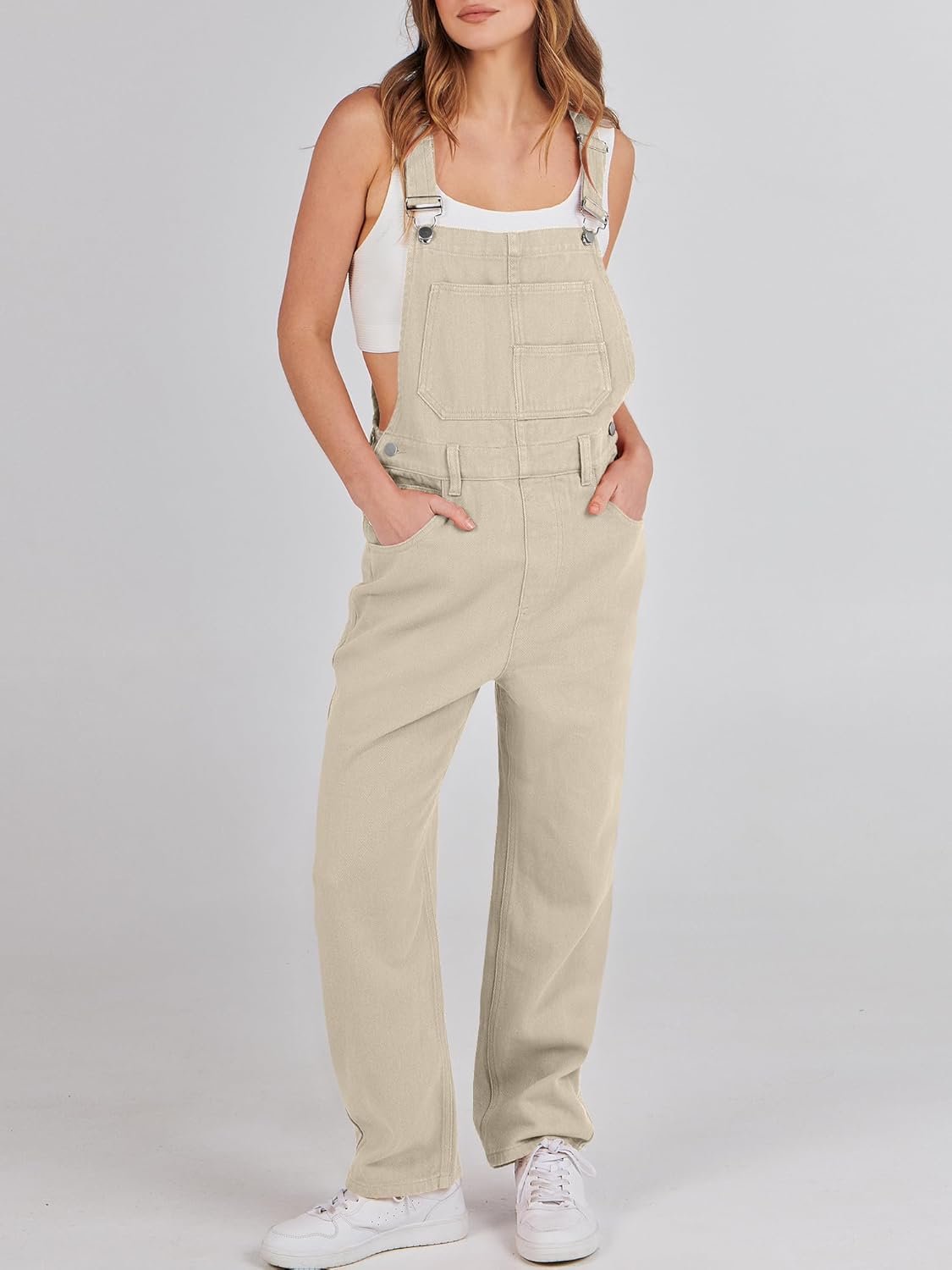 ANRABESS Overalls for Women Loose Fit Denim Overalls Adjustable Strap Jean Jumpsuit Bib Romper Spring Casual Work Outfits - Image 3
