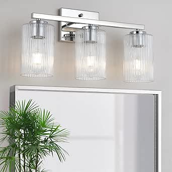 huong son 3 Light Silver Chrome Bathroom Vanity Light Over Mirror, Modern Vanity Lighting with ...