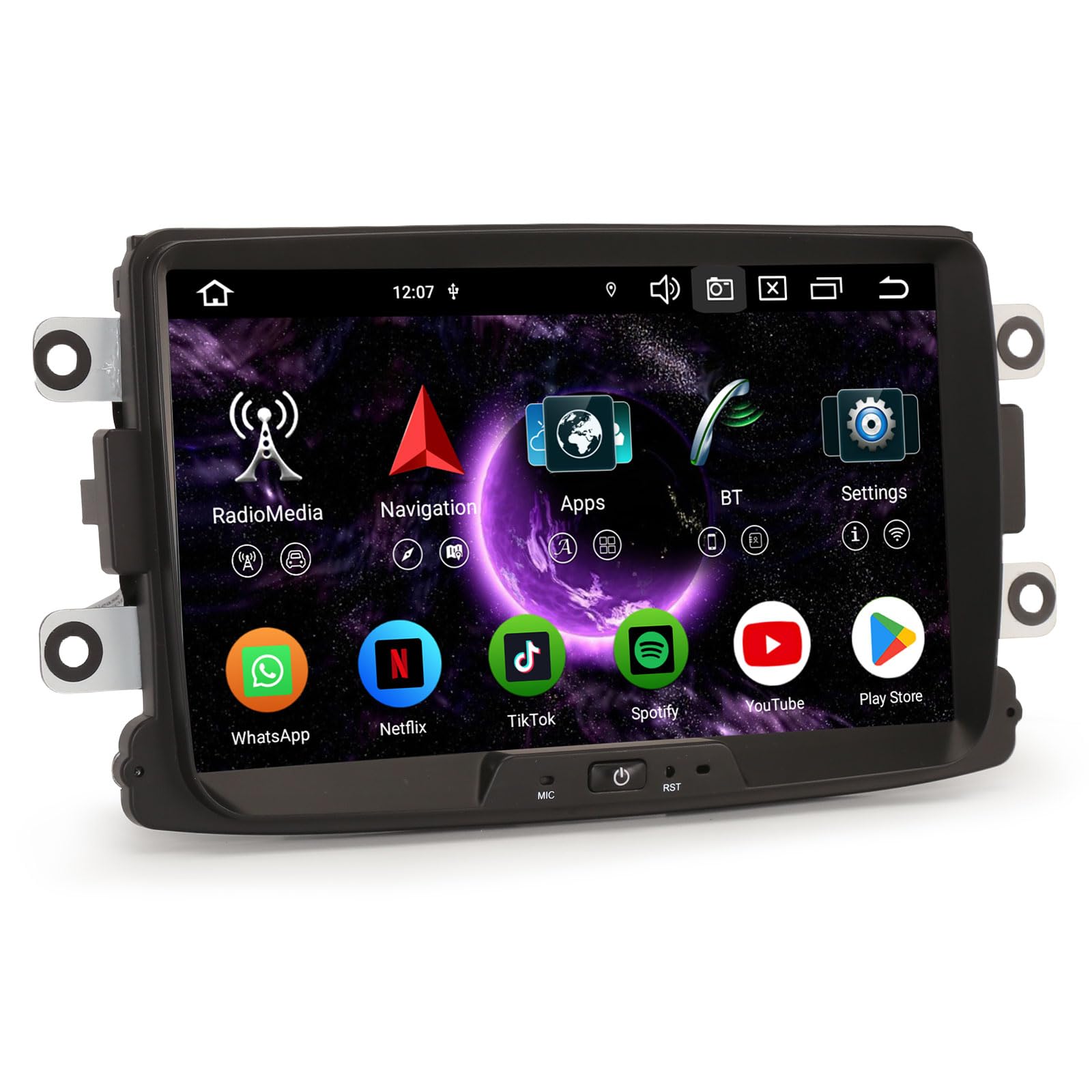 Erisin 8 Pulgadas 8 Núcleos 4GB+64GB Android 14 Radio Coche Bluetooth GPS Navegador para Renault Dacia Duster Logan Sandero Dokker Lodgy Soporta CarPlay Android Auto WiFi 4G DSP RDS USB Dab+ Canbus