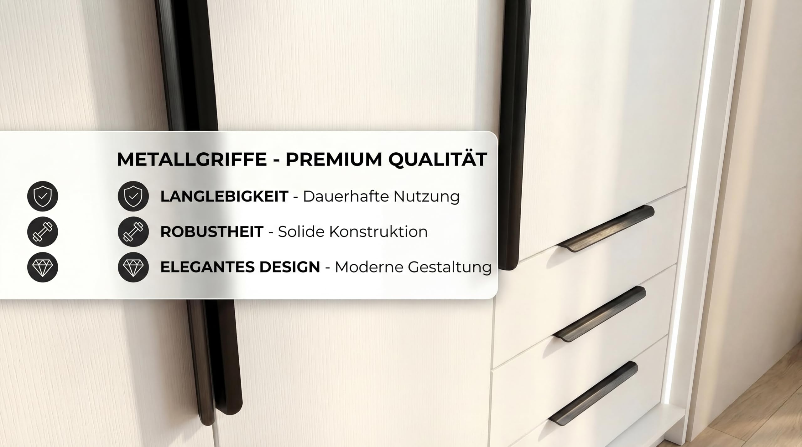 A&J MöbelLand KLARI Kleiderschrank 4-türig mit 3 Schubladen – 200 x 215 cm – Drehtürenschrank mit Kleiderstange und Einlegeböden