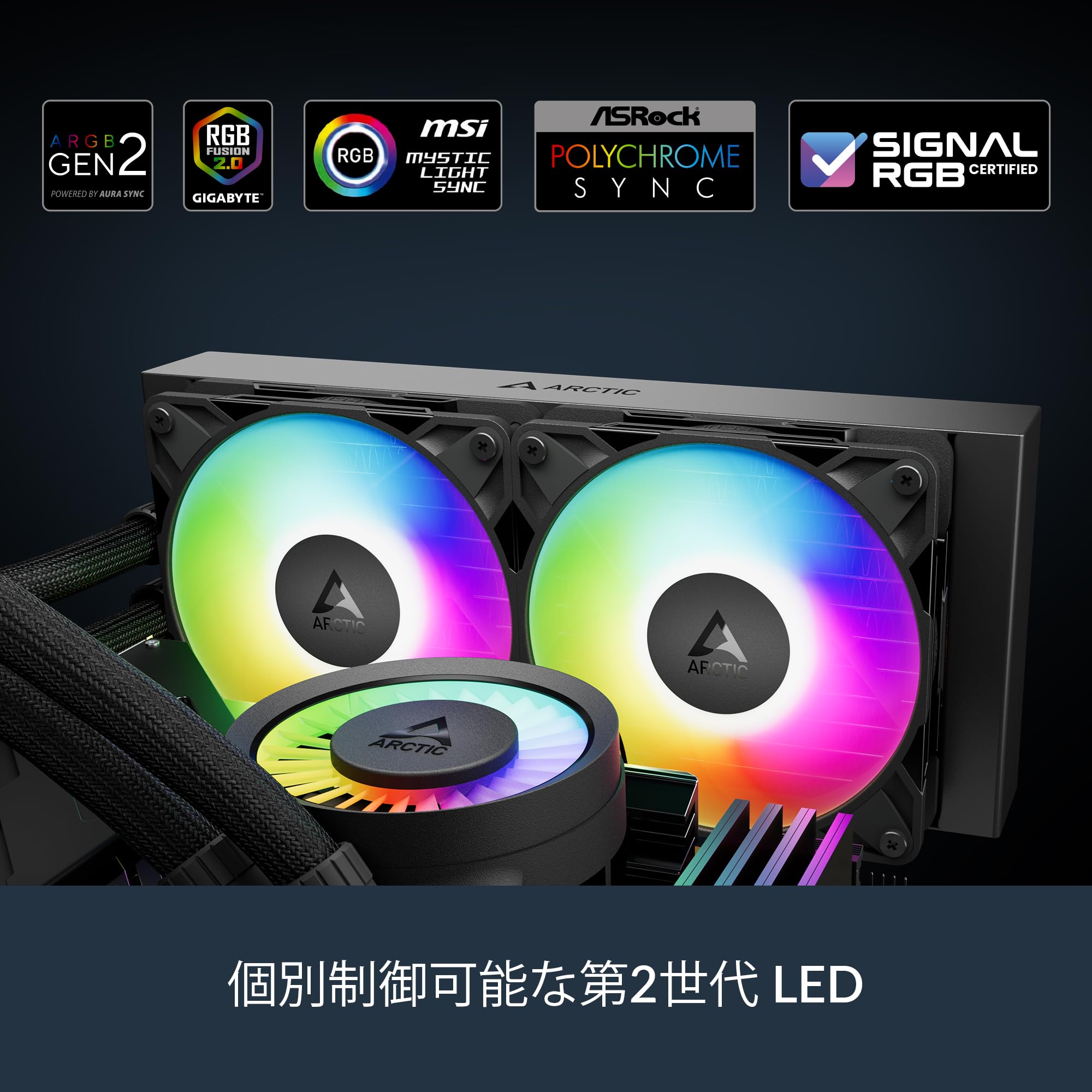ARCTIC Liquid Freezer III Pro 240 A-RGB - Enfriador de CPU AIO, 2 x 120 mm Refrigeración por Agua, 38 mm Radiator, Bomba PWM, Ventilador VRM, AMD AM5/AM4, Intel LGA1851/1700 Marco de Contacto - Negro