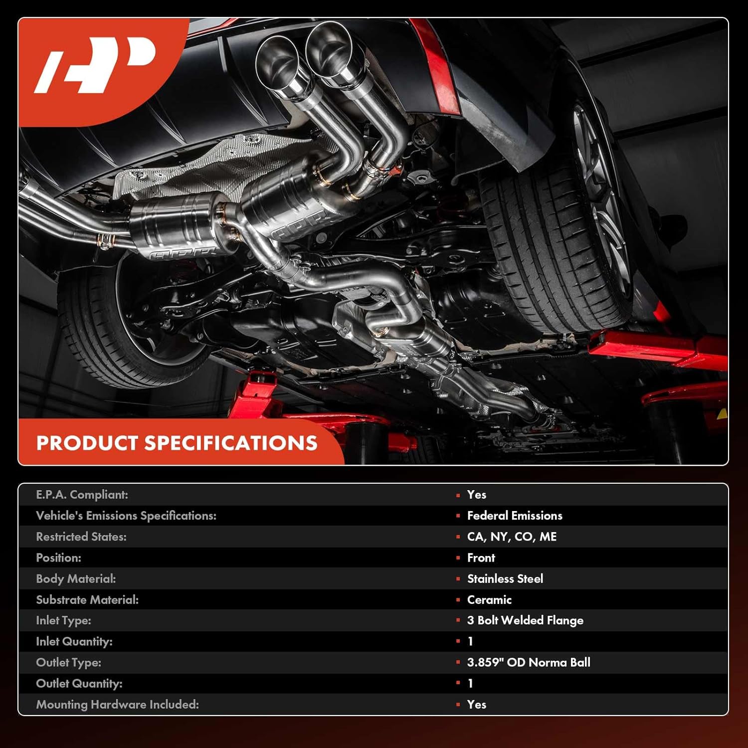 A-Premium Front Catalytic Converter Kit Direct-Fit Compatible with Chevrolet Silverado 1500 & GMC Sierra 1500, Yukon XL 1500 & Cadillac Escalade, Escalade ESV, Escalade EXT, 6.2L, E.P.A. Compliant