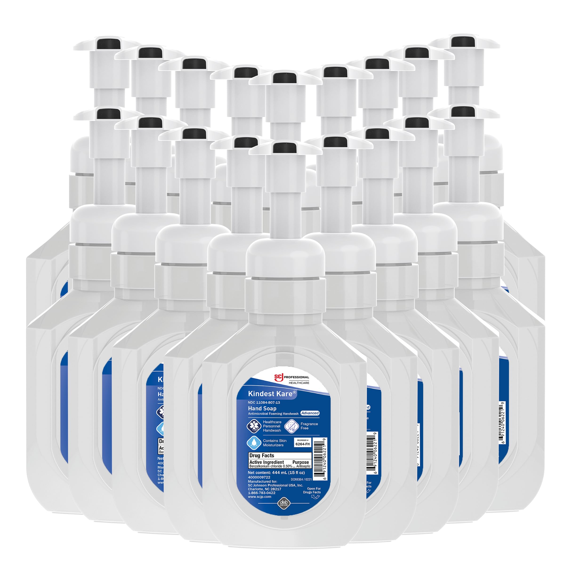 SC Johnson Professional Kindest Kare Advanced Healthcare Personnel Handwash 444ml Antimicrobial Foaming Soap 18-Pack Pump Bottle Pack