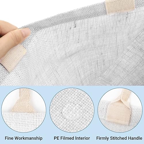 Miniatura 4 de Segarty Bolsas de mano, paquete de 6 bolsas de yute de arpillera blanca mediana reutilizables para regalo, bolsa en blanco con asas a granel para