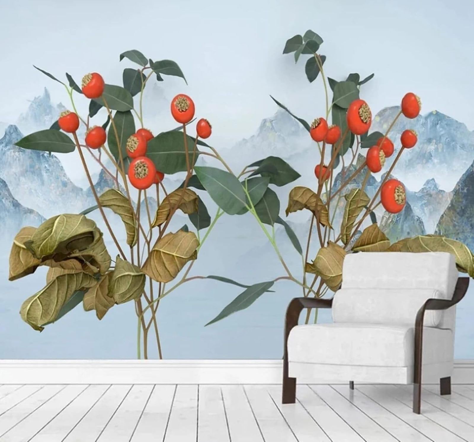 Wallpaper-3D-Xlm 430Cm×300Cm(B×H) Minimalist Three Dimensional Mountains Branches Landscape 3D Wallpaper Easy Install Feature Office Living Room Sofa Bedroom Tv Background Wall Decoration-430Cm×300Cm