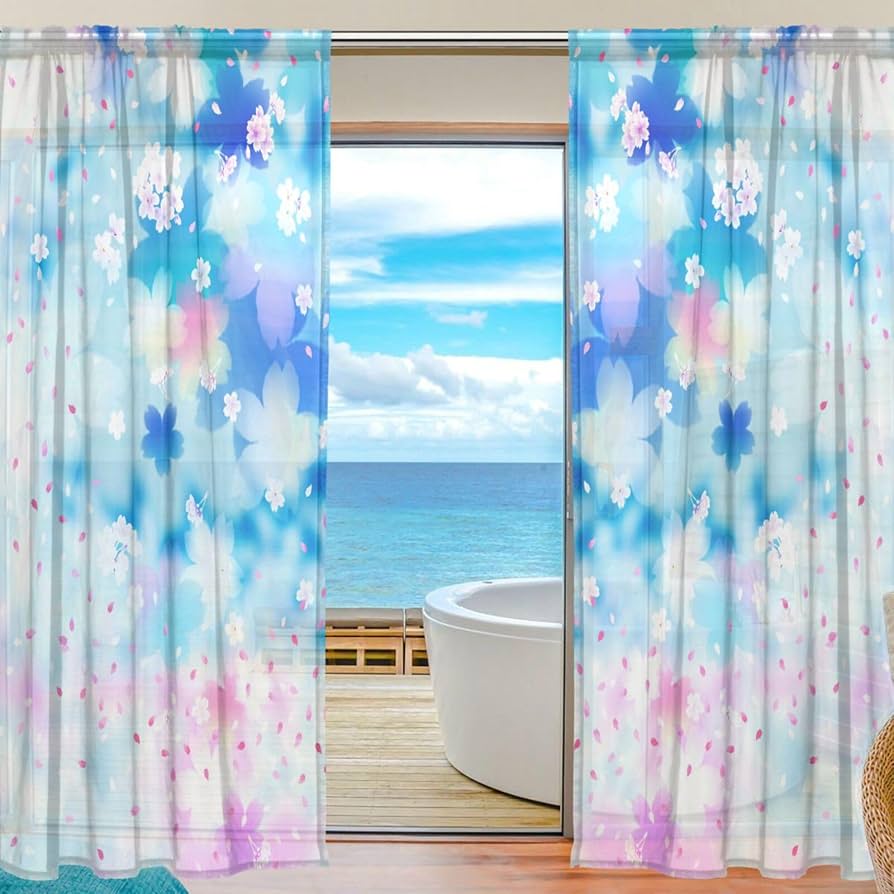 レースカーテン　花柄　幅200cm×丈218cm2枚 Amazon｜windowlady レースカーテン 花柄幅200cm×丈233cm x 2枚