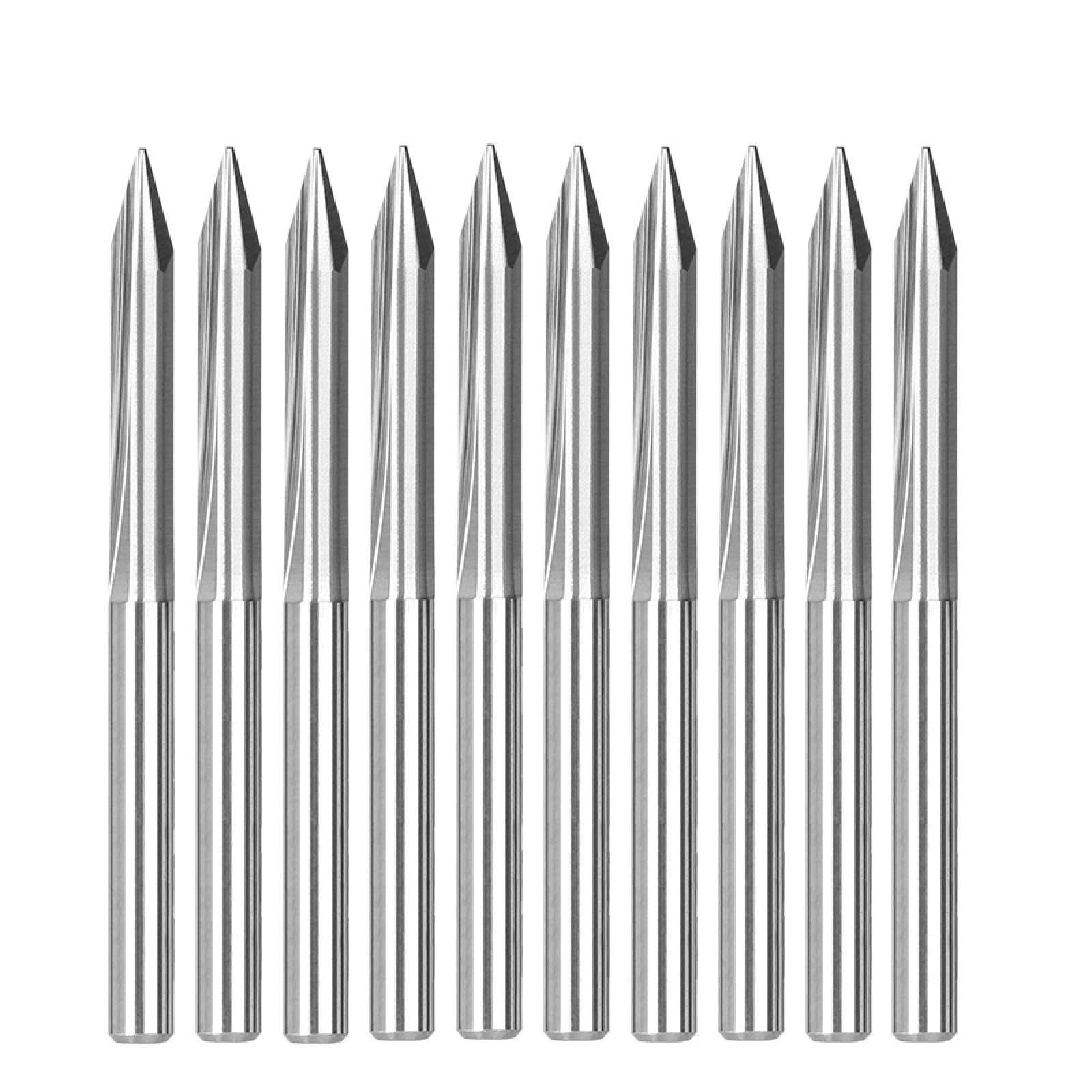 10 Punte Da 3,175 Mm Con Gambo A 2 Scanalature Dritte A V Fresa Fresa CNC,10 Pezzi 90Dx0.2