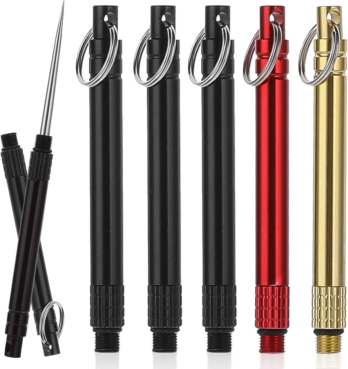 Giantree 6 PCS Portable Toothpicks, Metal Titanium Toothpicks, Reusable Toothpicks, Pocket Toothpicks with Keychain Dental Picks Tea Tree Toothpicks Fruit Toothpicks for Travel Picnic Camping