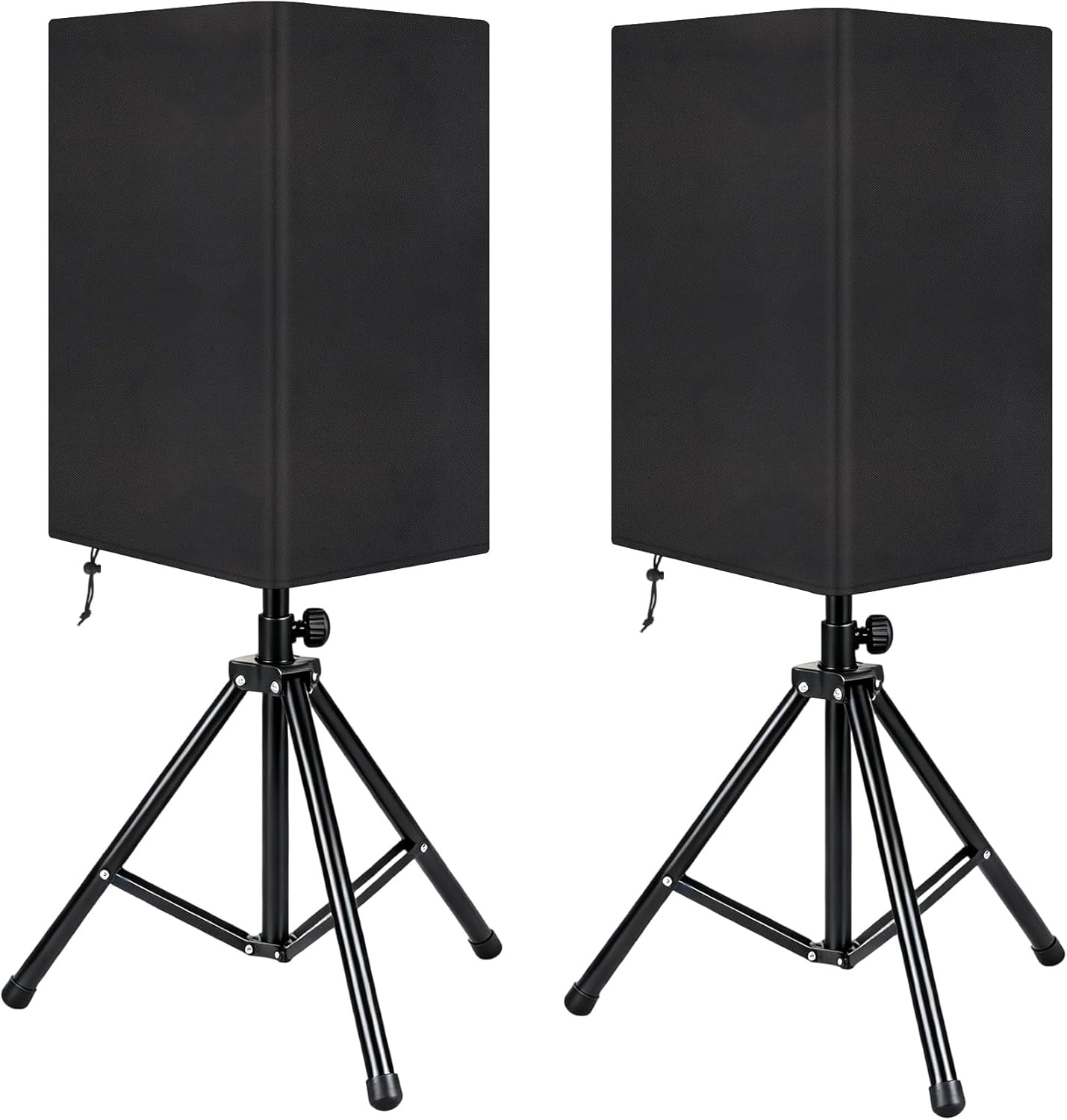 Klmnop 15 Inch Outdoor Speaker Covers, 2-Pack Weatherproof Waterproof & UV Protection Dust Cover for PA DJ Powered Speakers, Heavy-Duty 800D Thick Oxford Fabric(Black)
