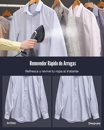 Miniatura 5 de BEAUTURAL Vaporizador para ropa, vapor y plancha 2 en 1, potente removedor de arrugas de tela portátil de 1200 W con vapor de ráfaga, placa térmica