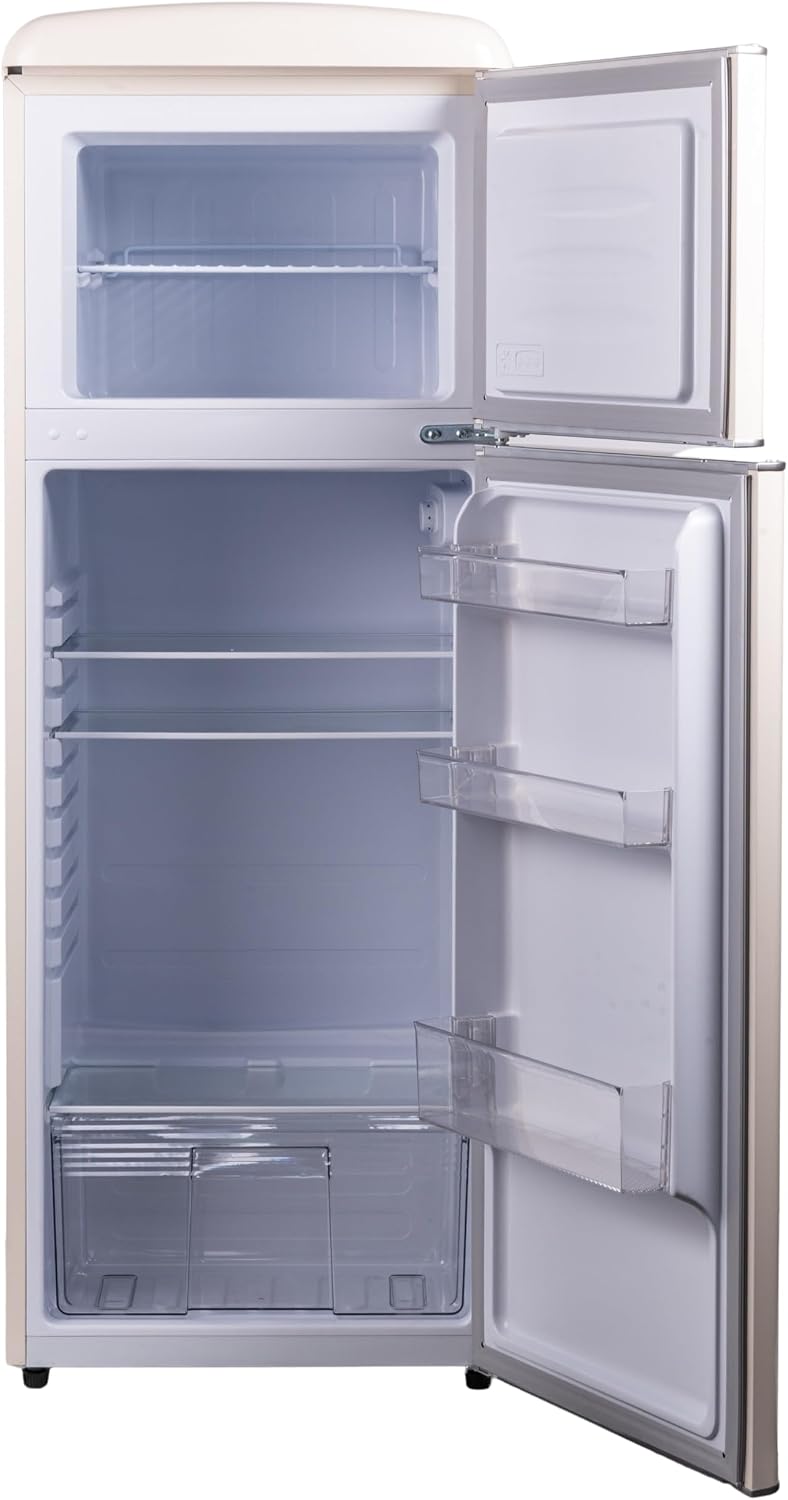 Interior view of the refrigerator showing the fruit and vegetable drawer