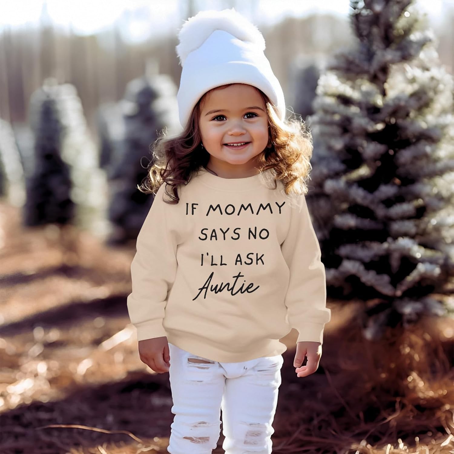 BOUTIKOME Toddler Baby Girl Sweatshirts If Mommy Says No I’ll Ask Auntie Long Sleeve Shirts Pullover Fall Top Winter Clothes image 3