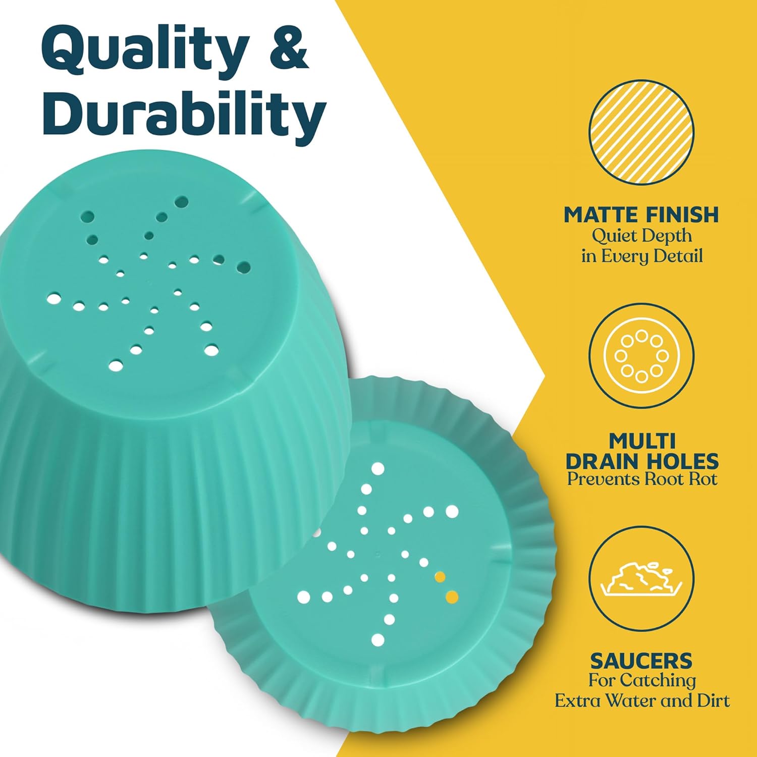 Multicolor 6-Inch Plant Pots with Drainage & Saucers 24 Pack, Indoor & Outdoor Planters for Houseplants, Herbs, and Flowers, Durable & Weatherproof Material, Stackable, Lightweight, Minimalist Design