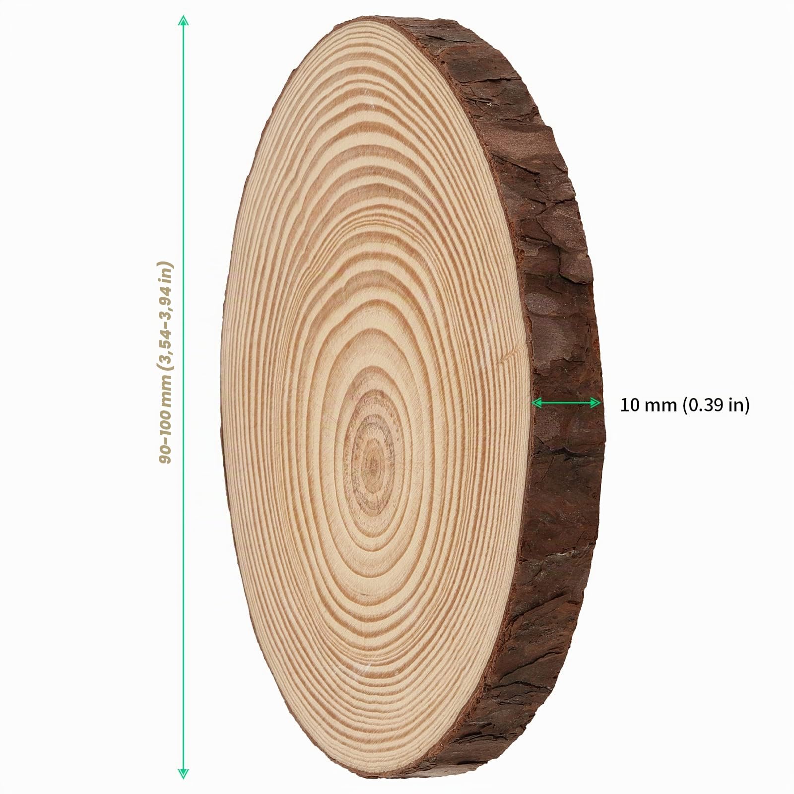 FUNSUEI 80 pezzi 9-10 cm fette di tronco, 1 cm di spessore, dischi di tronchi di legno, cerchi in legno non finiti per arte, artigianato fai da te, ornamenti di Natale, senza buco