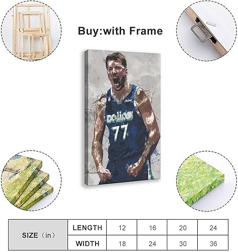 Miniatura 2 de BAVIEN Luka Doncic - Pósteres artísticos de baloncesto, 8 lienzos, pósteres de decoración de pared, pinturas para sala de estar y dormitorio, marco