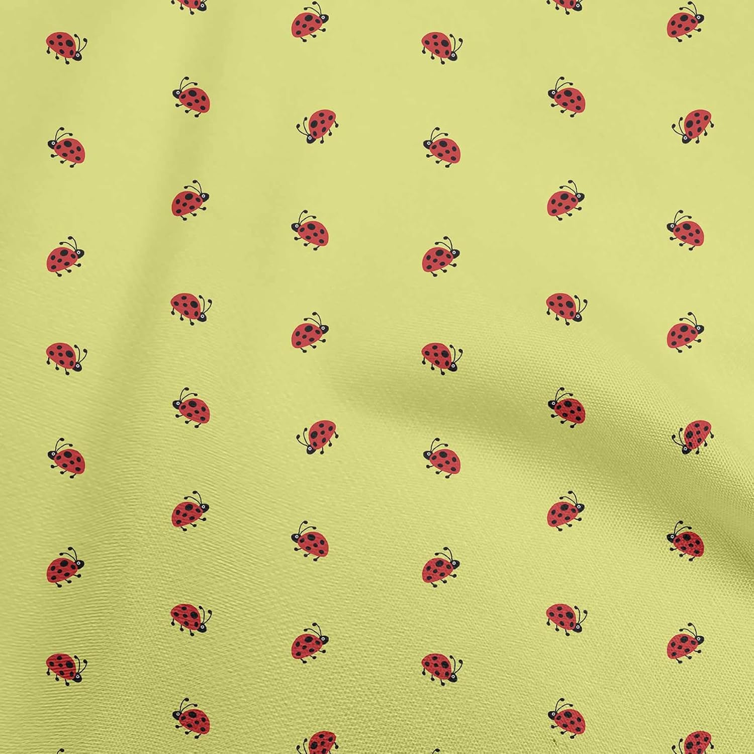 oneOone Cotton Flex Light Green Fabric Bird Ladybird Sewing Material Print Fabric By The Yard 40 Inch Wide