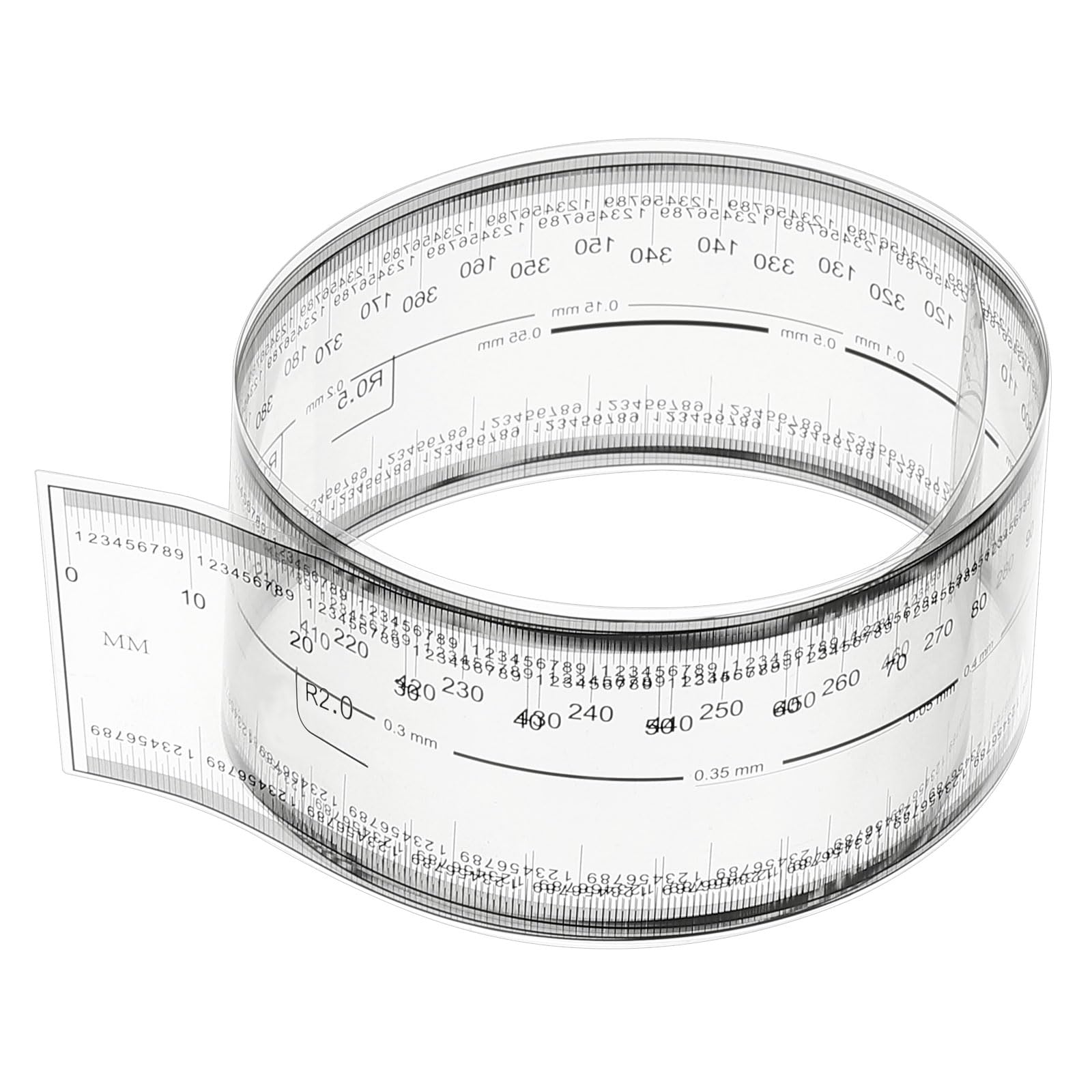 PATIKIL Film Flexible Ruler 50cm 0.1mm Scale with R Angle and Width Lines Clear PET Plastic Soft Folding Straight Ruler for Factory Transparent