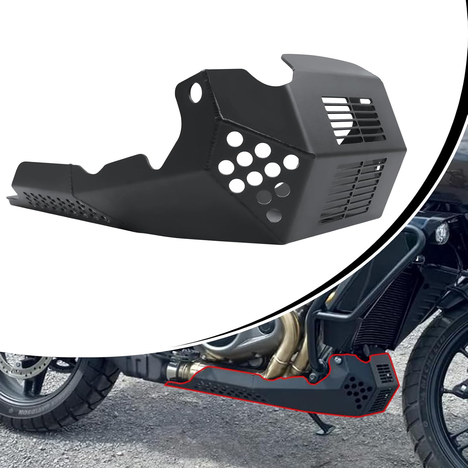CHIFUN Bash Skid Plate Compatible with Harley Pan America 1250 1250S RA1250 PA1250 2021-2025, Motorcycle Aluminum Lower Engine Guard Bottom Bash Protection Belly Pan (Black)