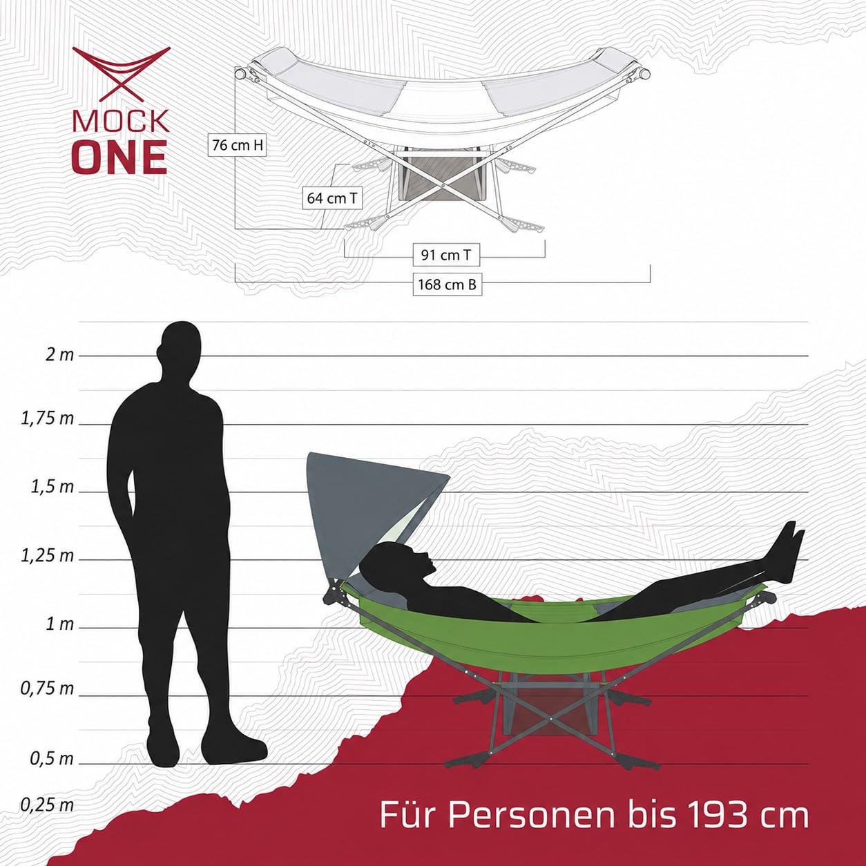 LET'S CAMP Hängematte mit Gestell, Mock ONE® freistehende Garten-Hängeliege mit UPF 50+ Sonnendach, 210T Fallschirmnylon, Stahlrahmen bis 113kg, klappbar & tragbar für Garten/Balkon/Terrasse/Camping