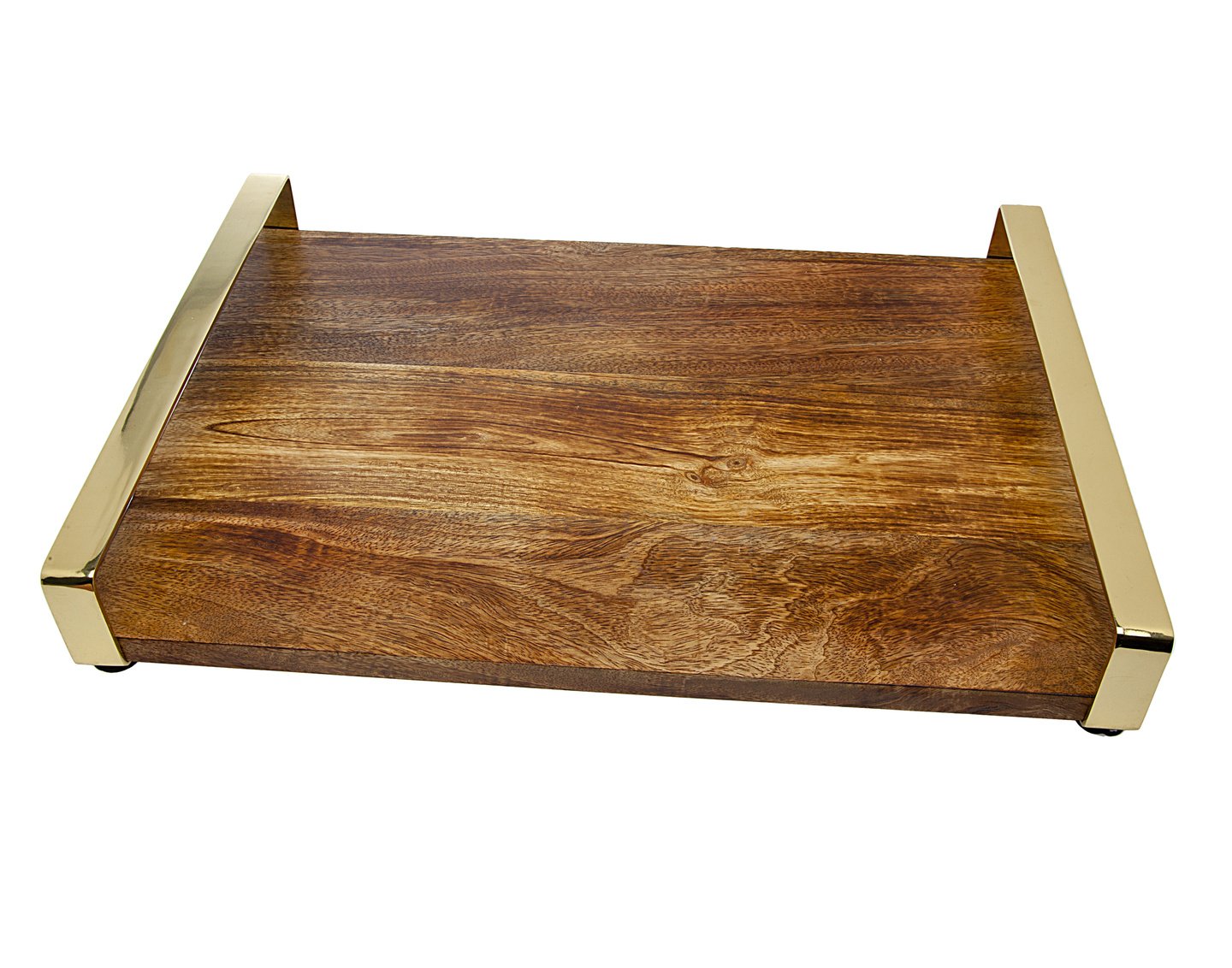 Godinger Wood Serving Tray, Charcuterie Platter Cheese Board With Metal Handles - 40 Inch