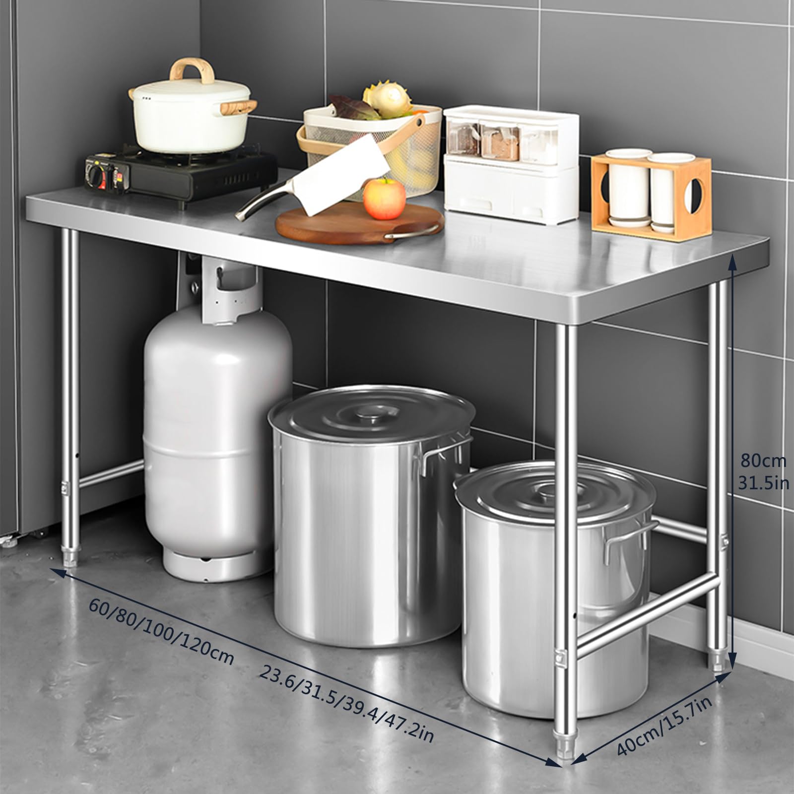 Tavolo Per La Preparazione Degli Alimenti All'aperto,Tavolo In Acciaio Inossidabile,Tavolo Da Lavoro Commerciale,Tavolo Per La Preparazione Del Barbecue,Tavolo Da Lavoro In Metallo(60cm/23.6in)
